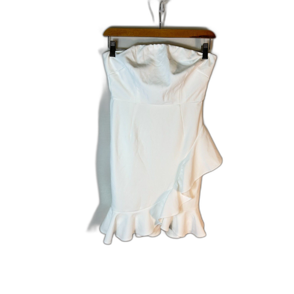 Selfie Leslie Women's NWOT Corby White Ruffle Strapless Bandeau Dress Size M - Picture 4 of 16